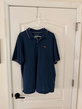 Tommy Bahama Navy Polo with Orange Trim